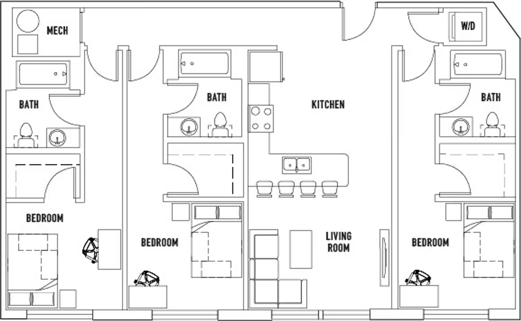Chambre d'étudiant à  avec espace d'étude et installations communes