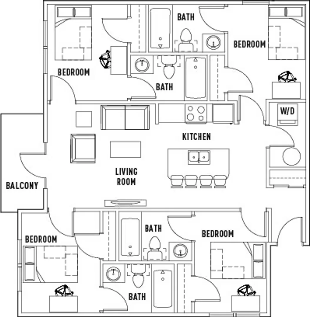 Chambre d'étudiant à  avec espace d'étude et installations communes