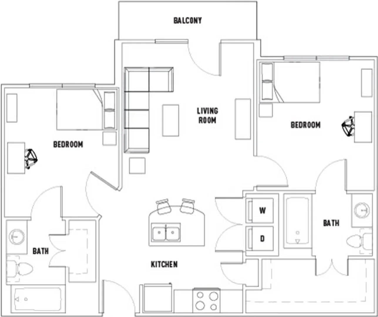 Student room in  with study area and shared facilities