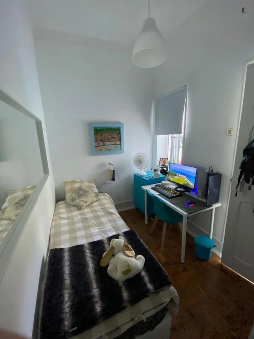 Habitación estudiantil luminosa y aireada con fácil acceso a la universidad en