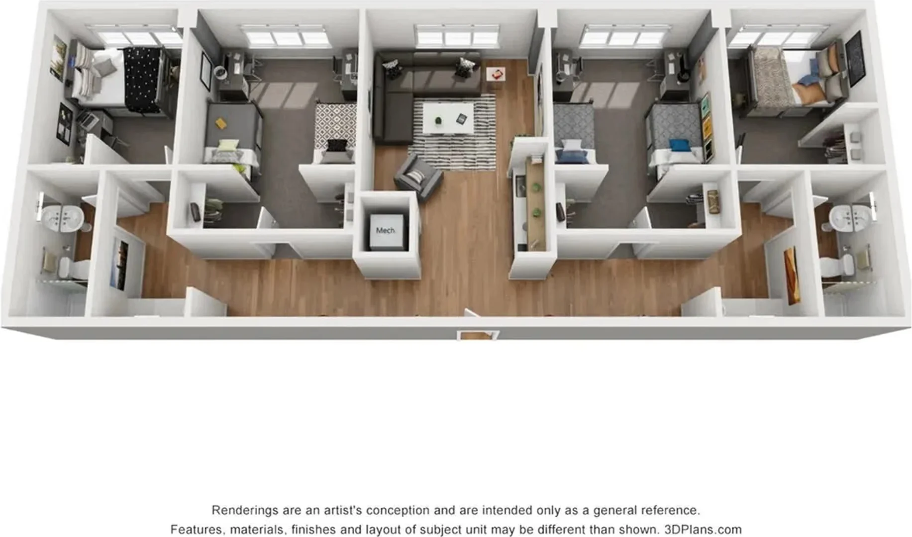 Affordable room for students with ample lighting in
