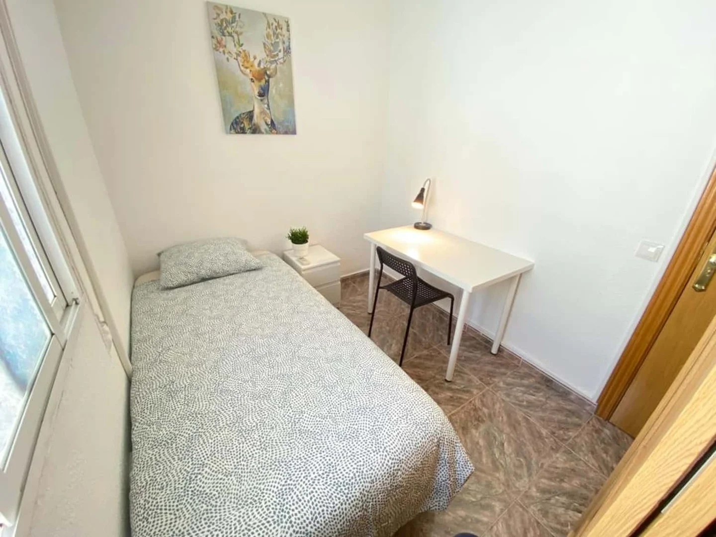 Habitación estudiantil luminosa y aireada con fácil acceso a la universidad en
