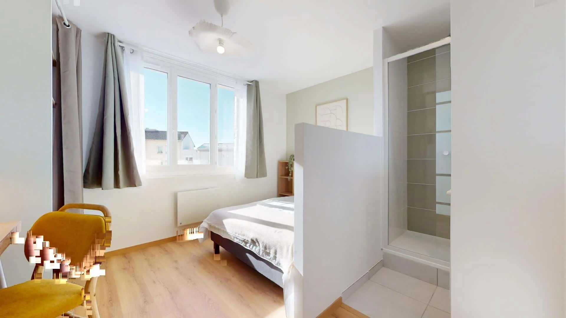 Student room in  with study area and shared facilities
