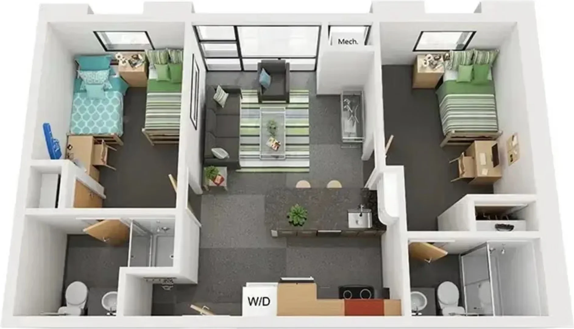 Student room in  with study area and shared facilities
