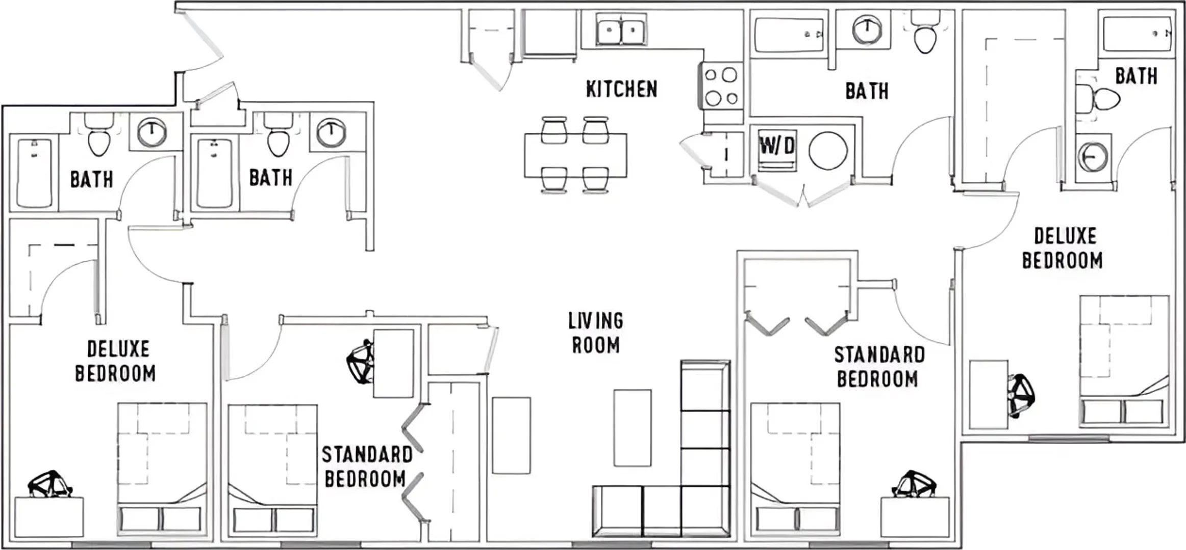 Quarto de estudante em com área de estudo e instalações partilhadas