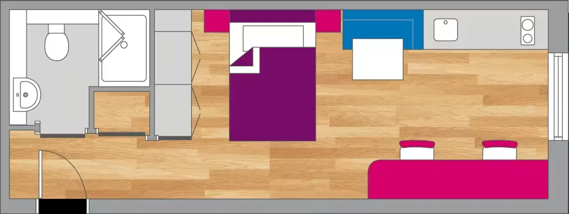 Habitación estudiantil amplia y cómoda en