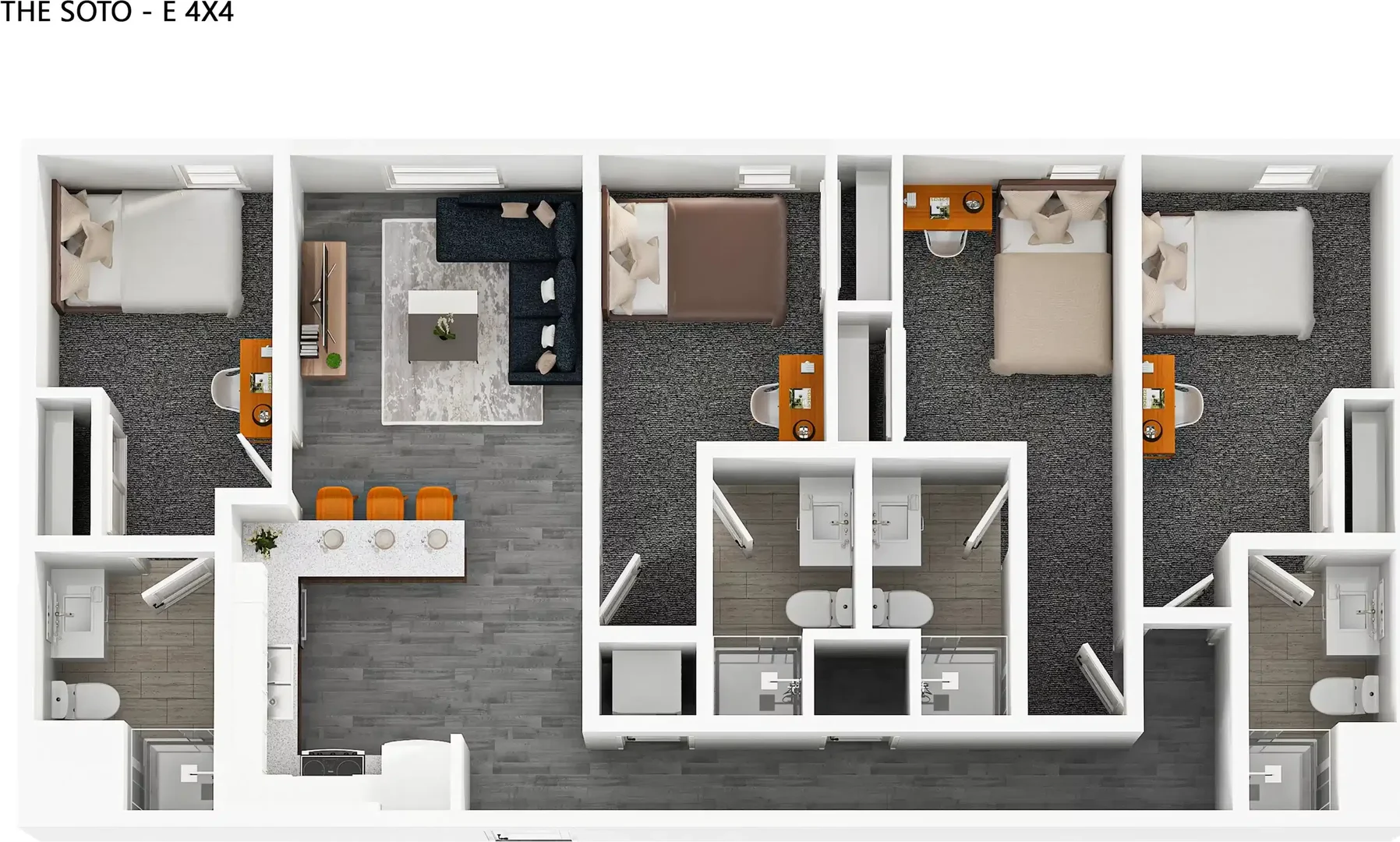 Studentenzimmer in  mit Arbeitsbereich und Gemeinschaftseinrichtungen