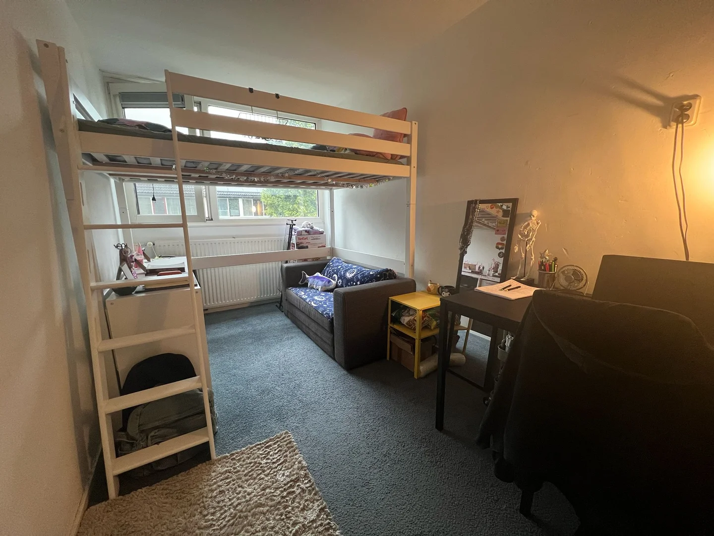 Chambre d'étudiant à  avec espace d'étude et installations communes