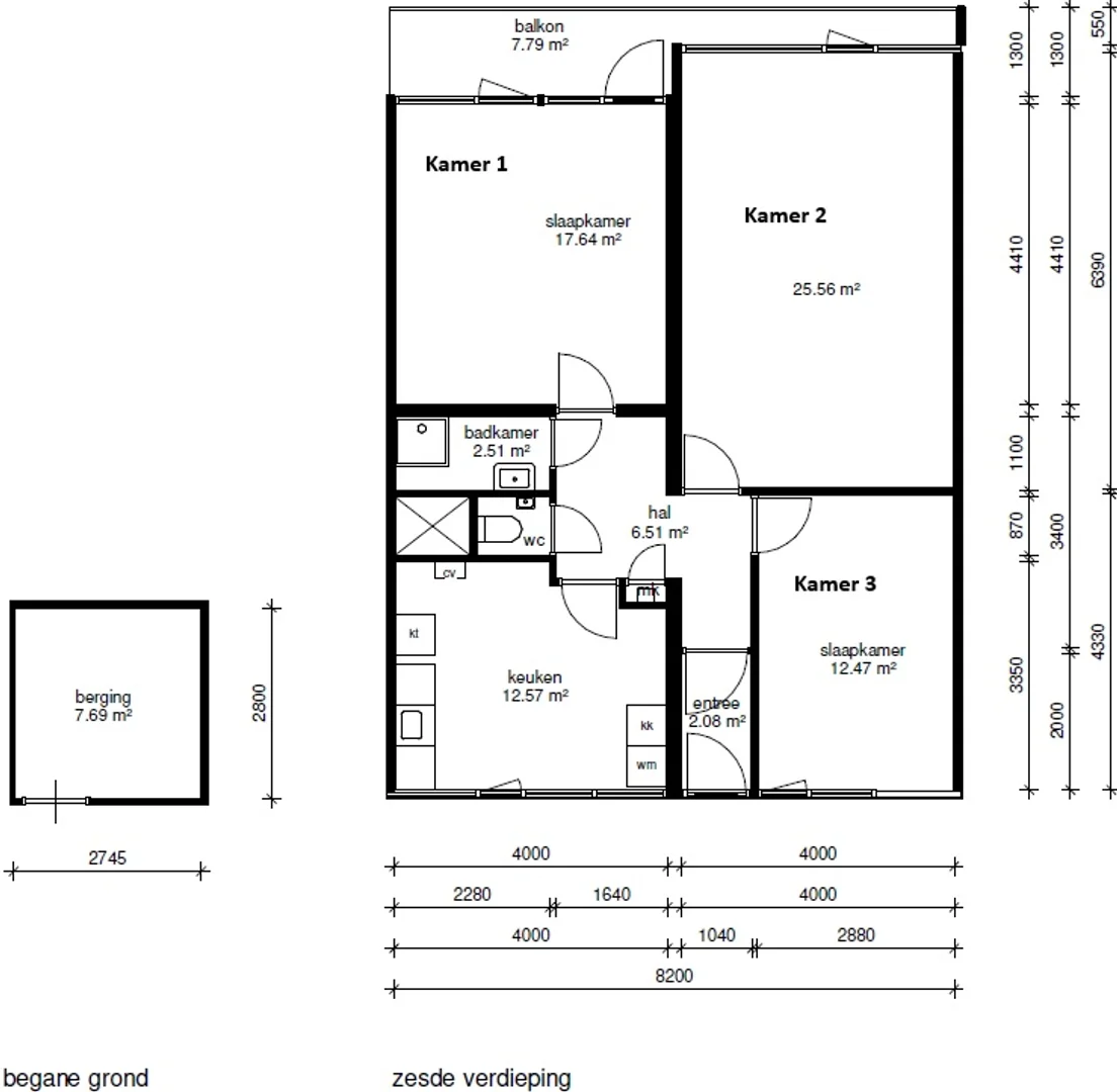 Student room in  with study area and shared facilities