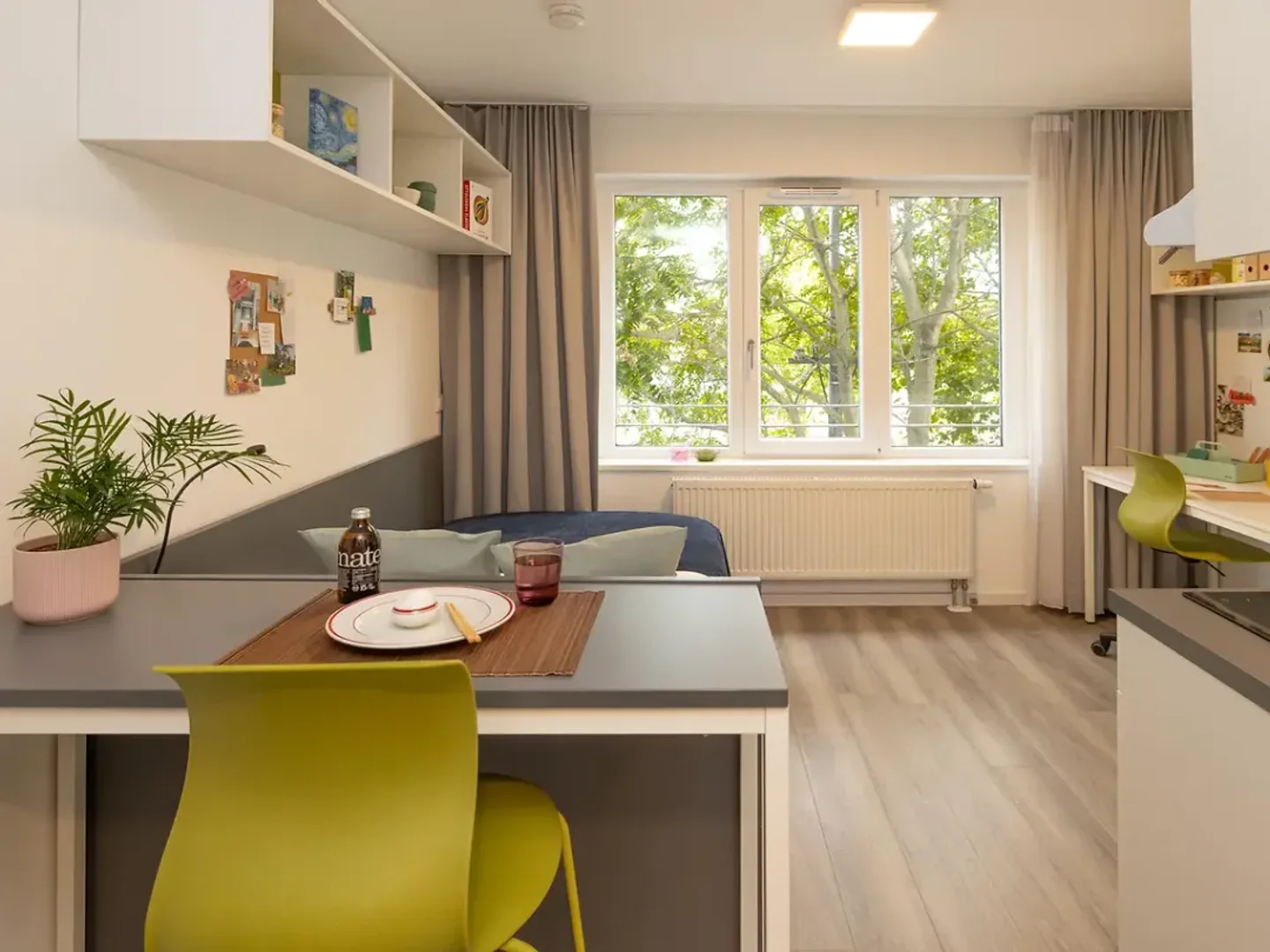 Moderno estudio para estudiantes con todas las comodidades en 
