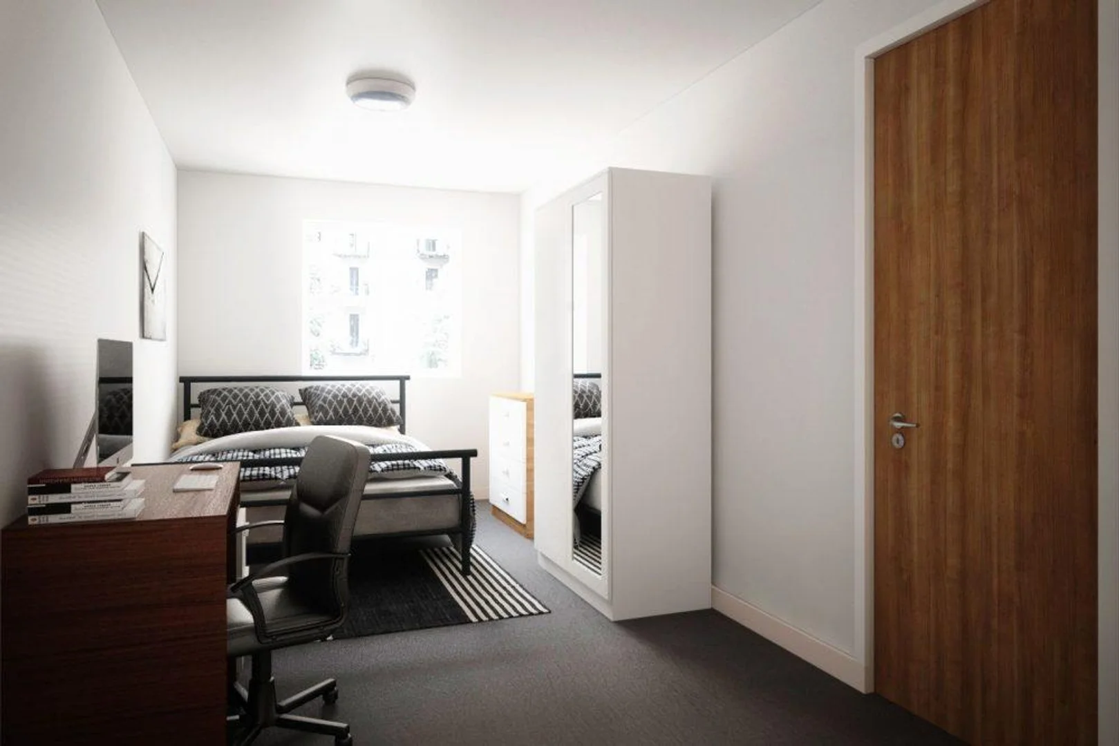 Chambre abordable pour les étudiants avec un bon éclairage dans 