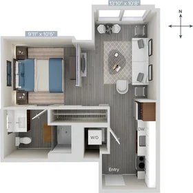 Estúdio em residência em 1, Nashua St., Unit 1-2011, West End, Boston, MA, 02114, imagem 5 de 15