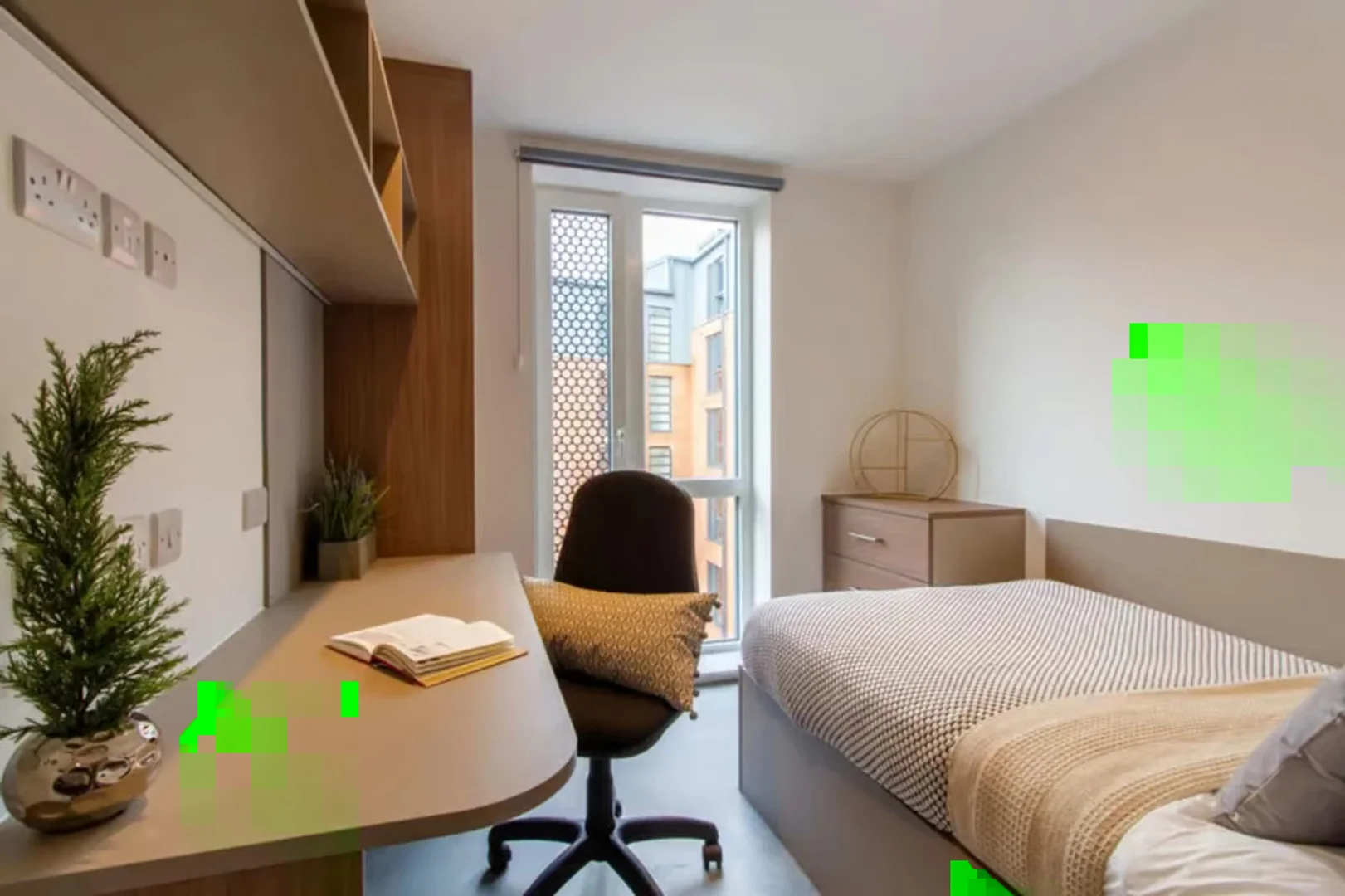 Chambre abordable pour les étudiants avec un bon éclairage dans 