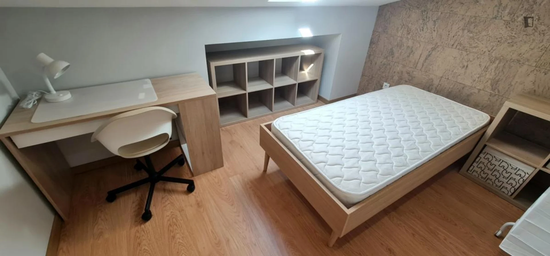 'da çalışma alanı ve ortak tesisler bulunan öğrenci odası