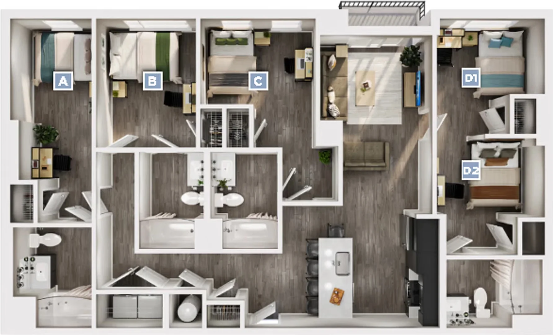 Quarto para alugar em apartamento de estudantes em , totalmente mobilado