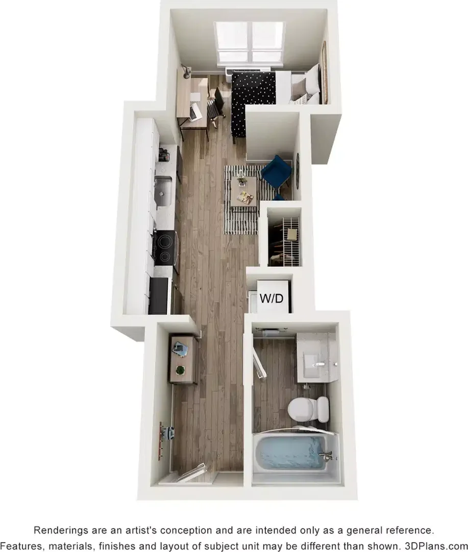 Cómodo estudio para vivir como estudiante en 