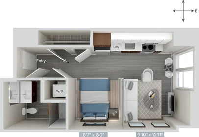 Estudio en residencia en 1, Nashua St., Unit 1-701, West End, Boston, MA, 02114, imagen 2 de 15