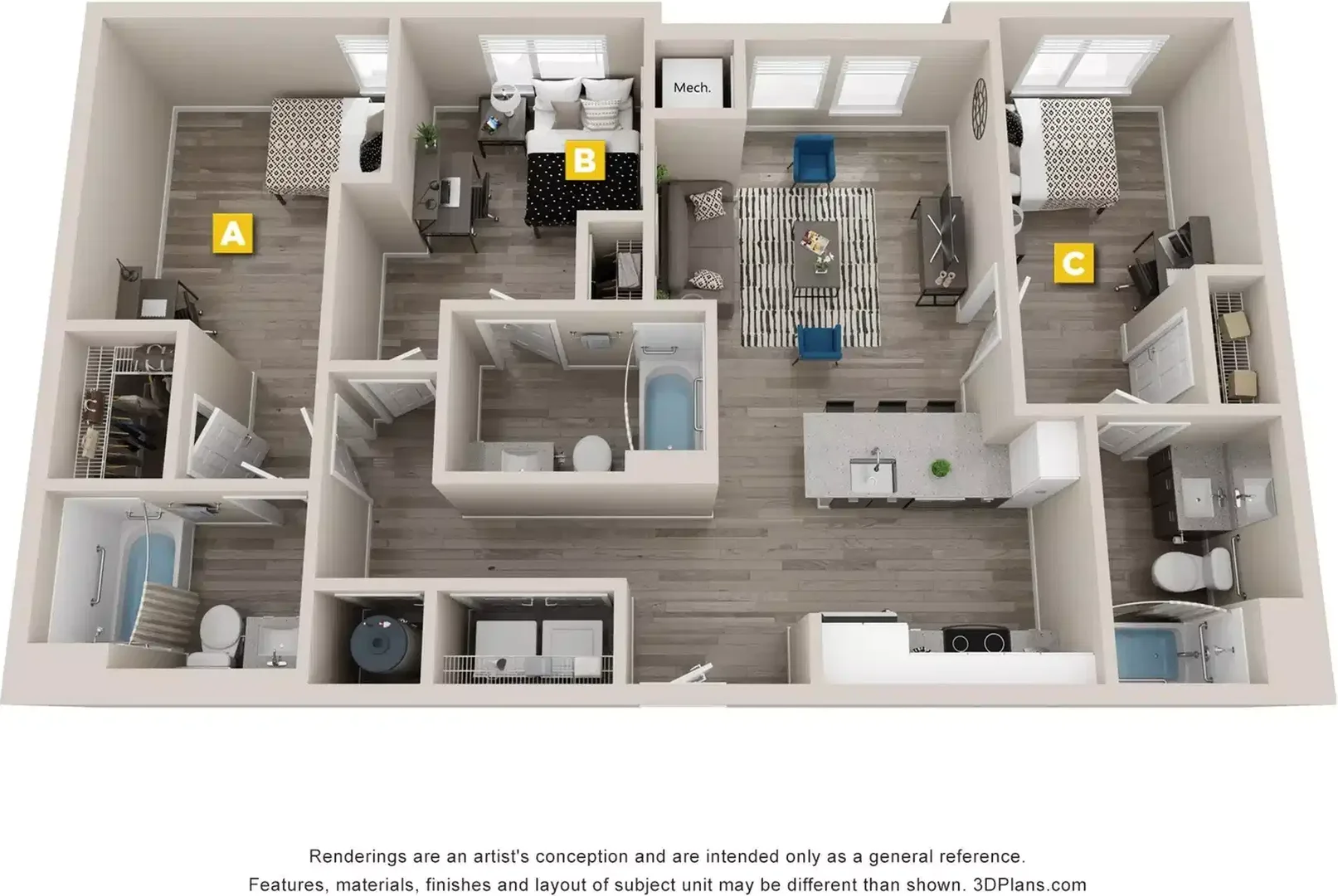 Student room in  with study area and shared facilities