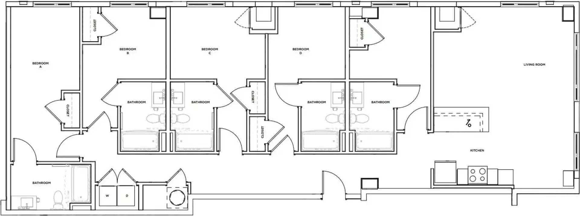 Chambre d'étudiant à  avec espace d'étude et installations communes
