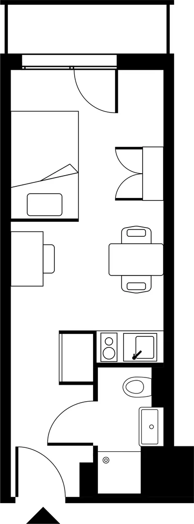 Self-contained studio for students in central 