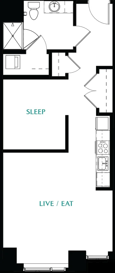 Erschwingliche Studiowohnung mit wesentlicher Ausstattung in 