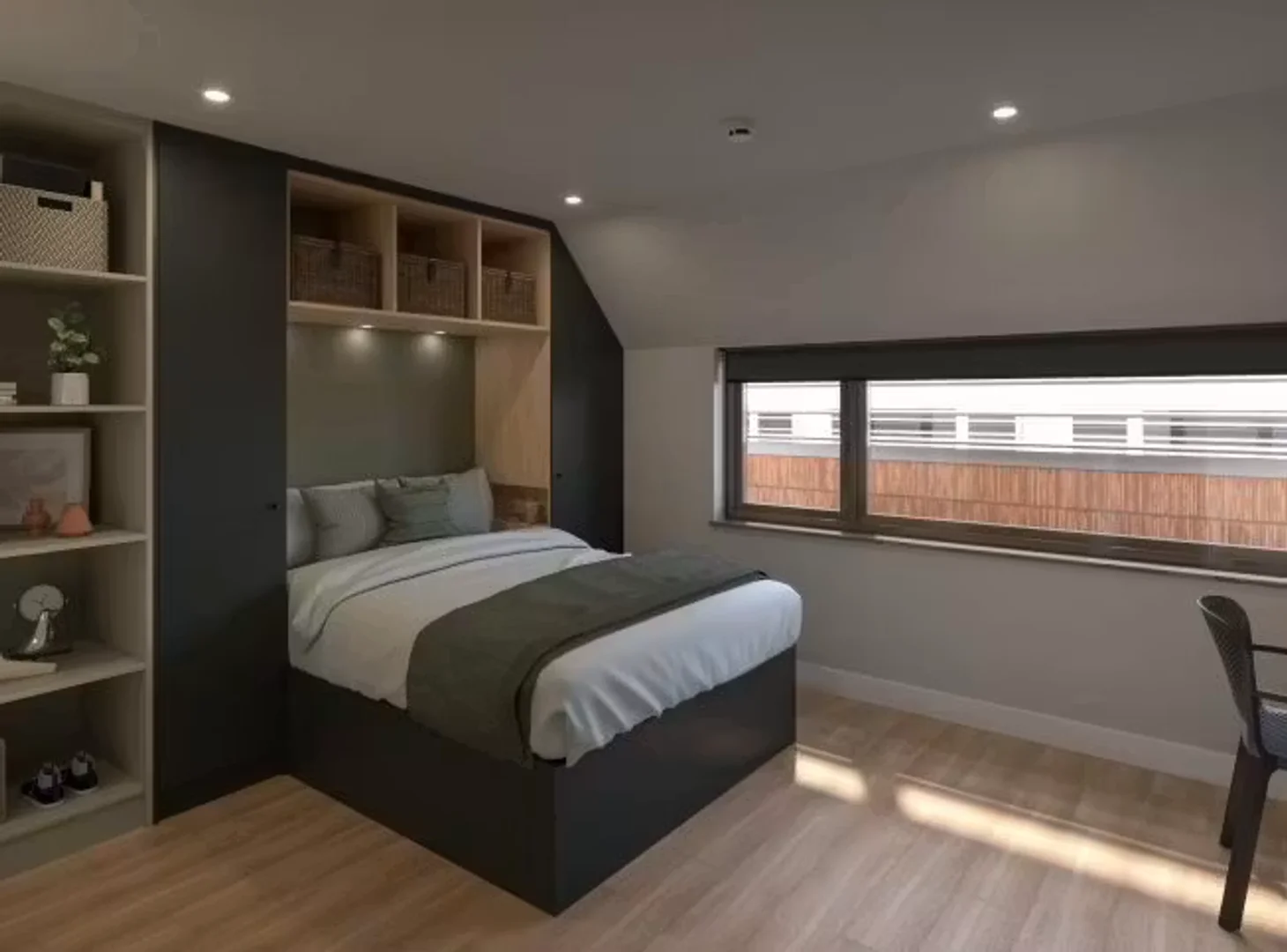 Chambre abordable pour les étudiants avec un bon éclairage dans 