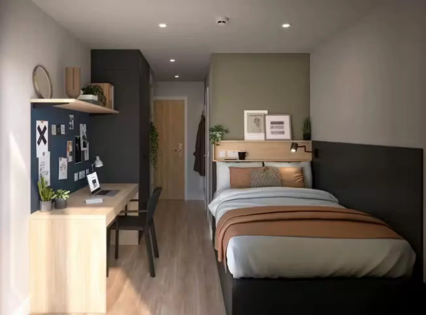 Chambre d'étudiant à  avec espace d'étude et installations communes