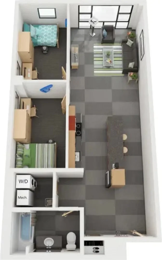 Quarto de estudante económico perto do campus em 