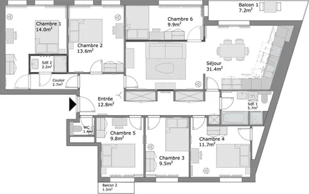 Quarto privado em 42 Rue d'Oradour-sur-Glane, 75015 Paris, France, imagem 16 de 16