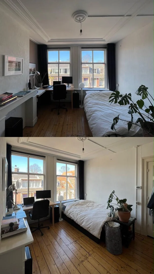 Quarto de estudante confortável e espaçoso em 