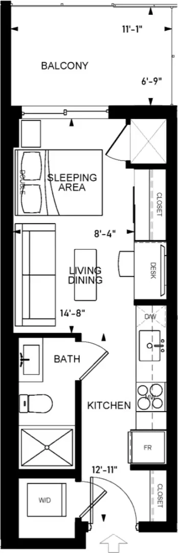 Self-contained studio for students in central 