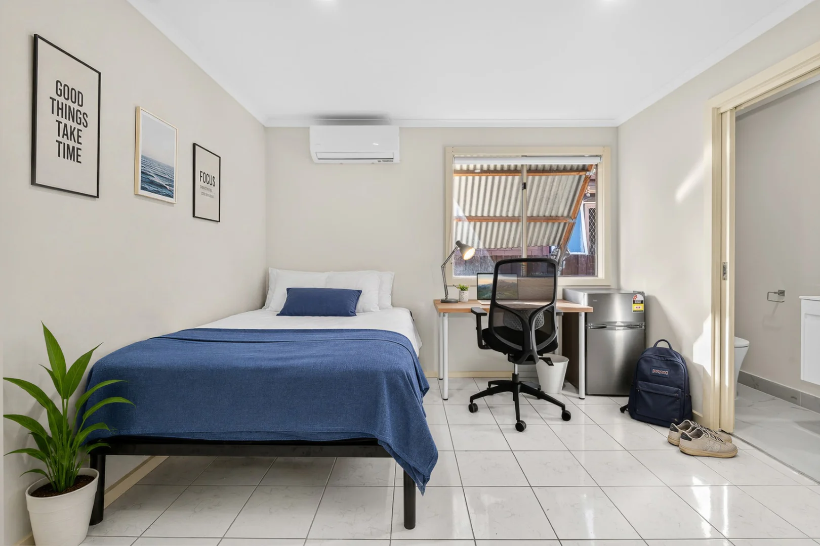 Student room in  with study area and shared facilities