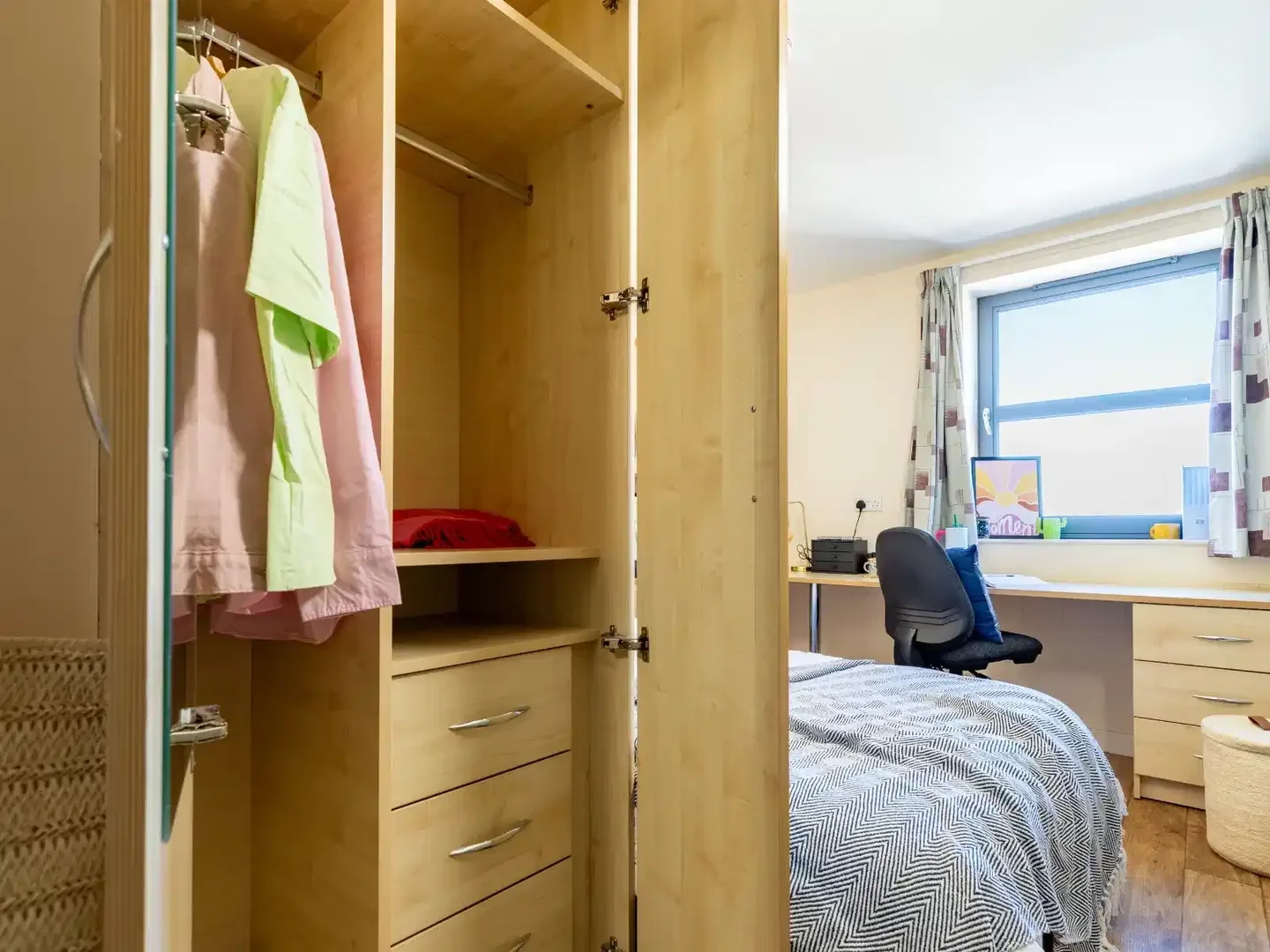 Student room in  with study area and shared facilities