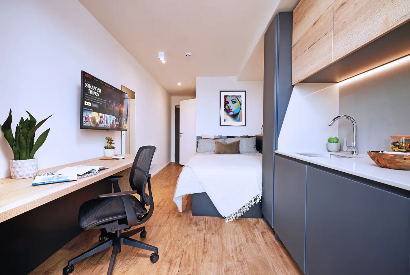 Affordable studio apartment with essential features in 