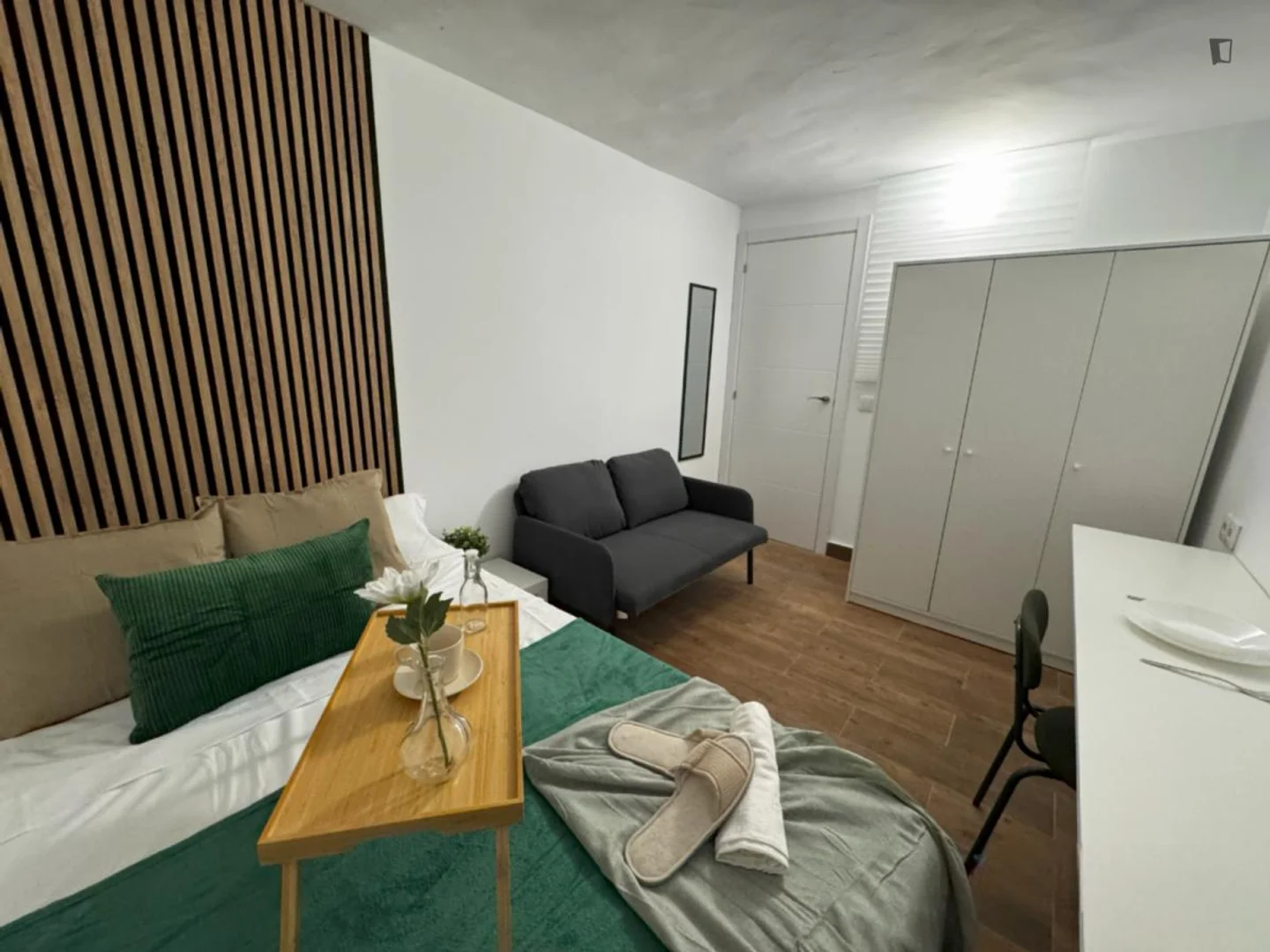 Quarto de estudante confortável e espaçoso em 