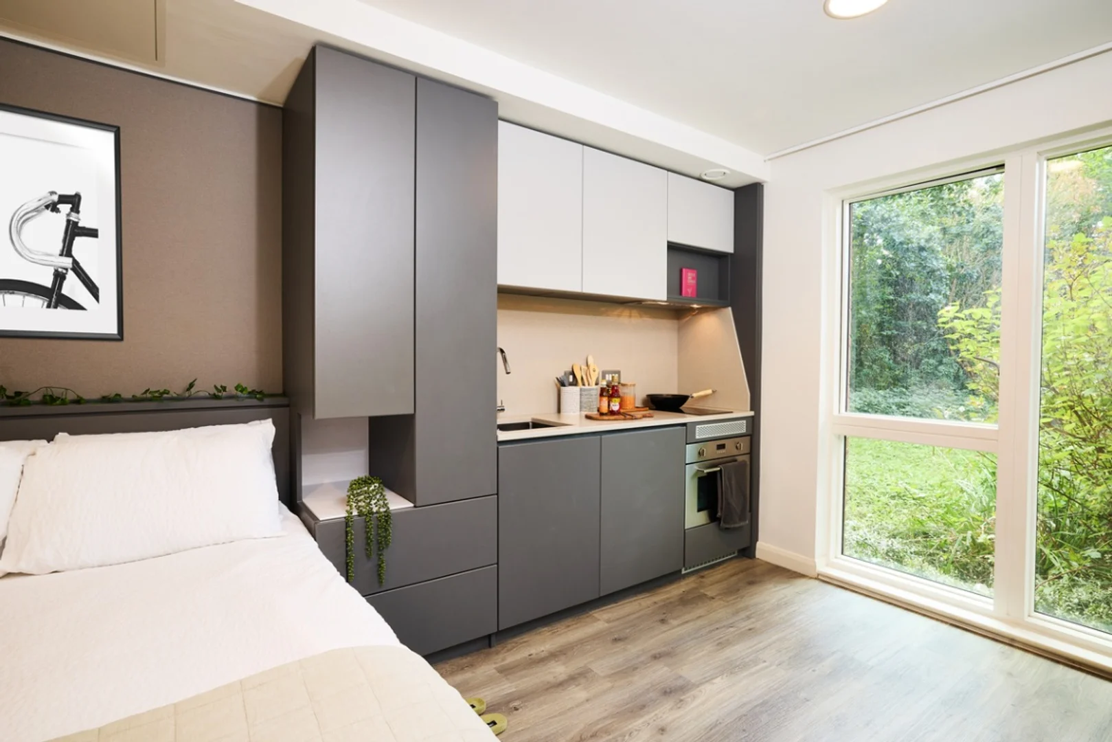 Niedrogi apartament typu studio z niezbędnymi funkcjami w 