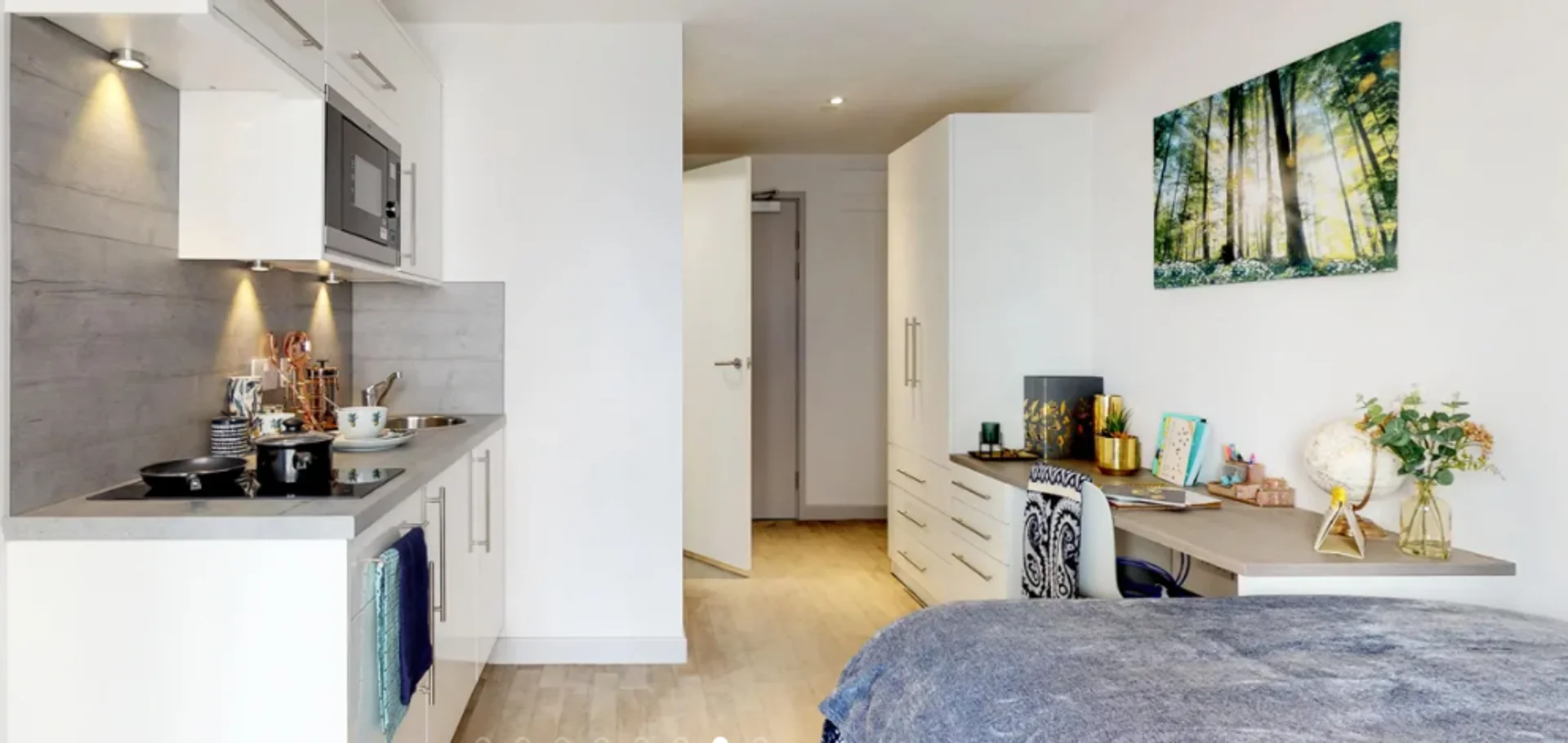 Affordable studio apartment with essential features in 