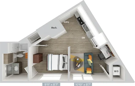 Monolocale in residence in 2, Leighton St., Unit 2-268, East Cambridge, Cambridge, MA, 02141, immagine 14 di 34