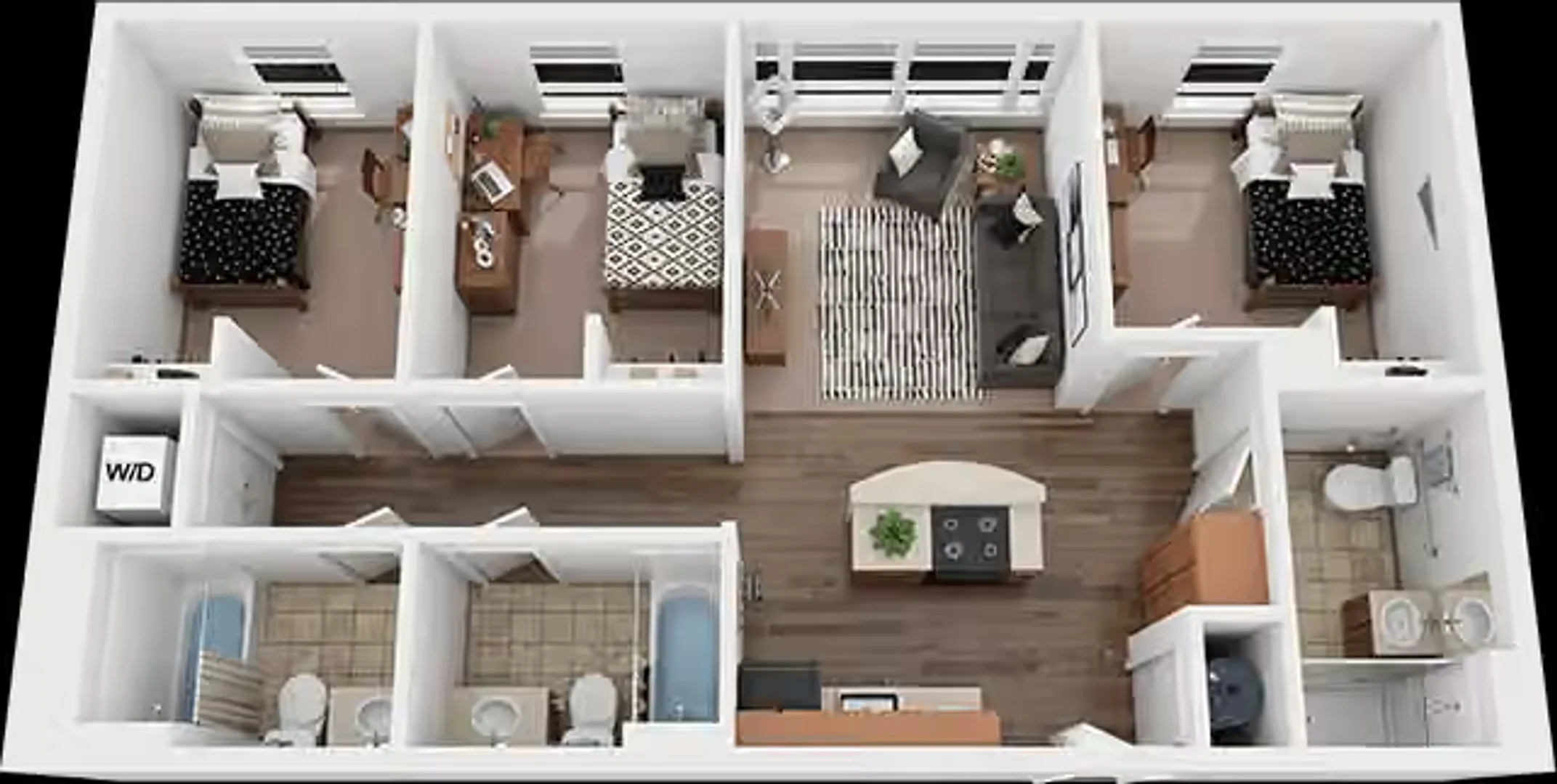 Quarto de estudante económico com localização conveniente em 