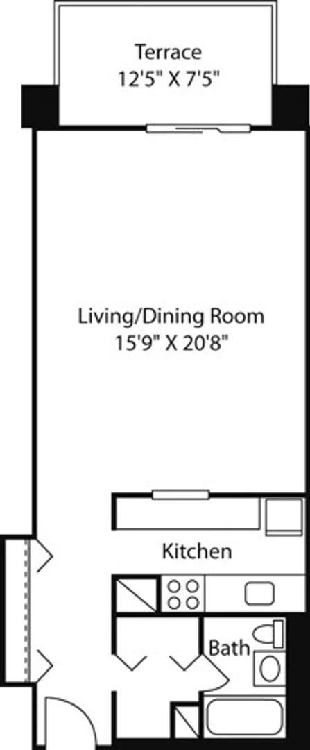 Chic studio apartment near campus in 