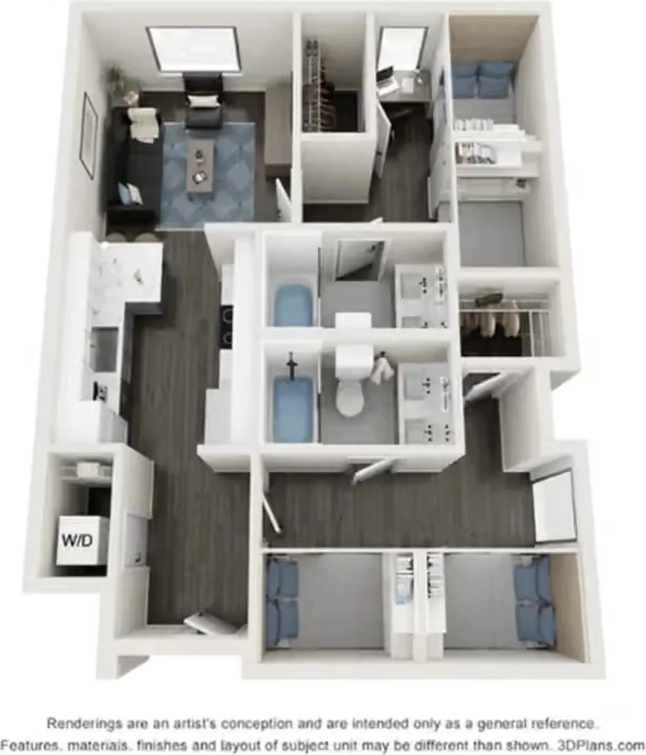 Quarto acessível para estudantes com iluminação ampla em 