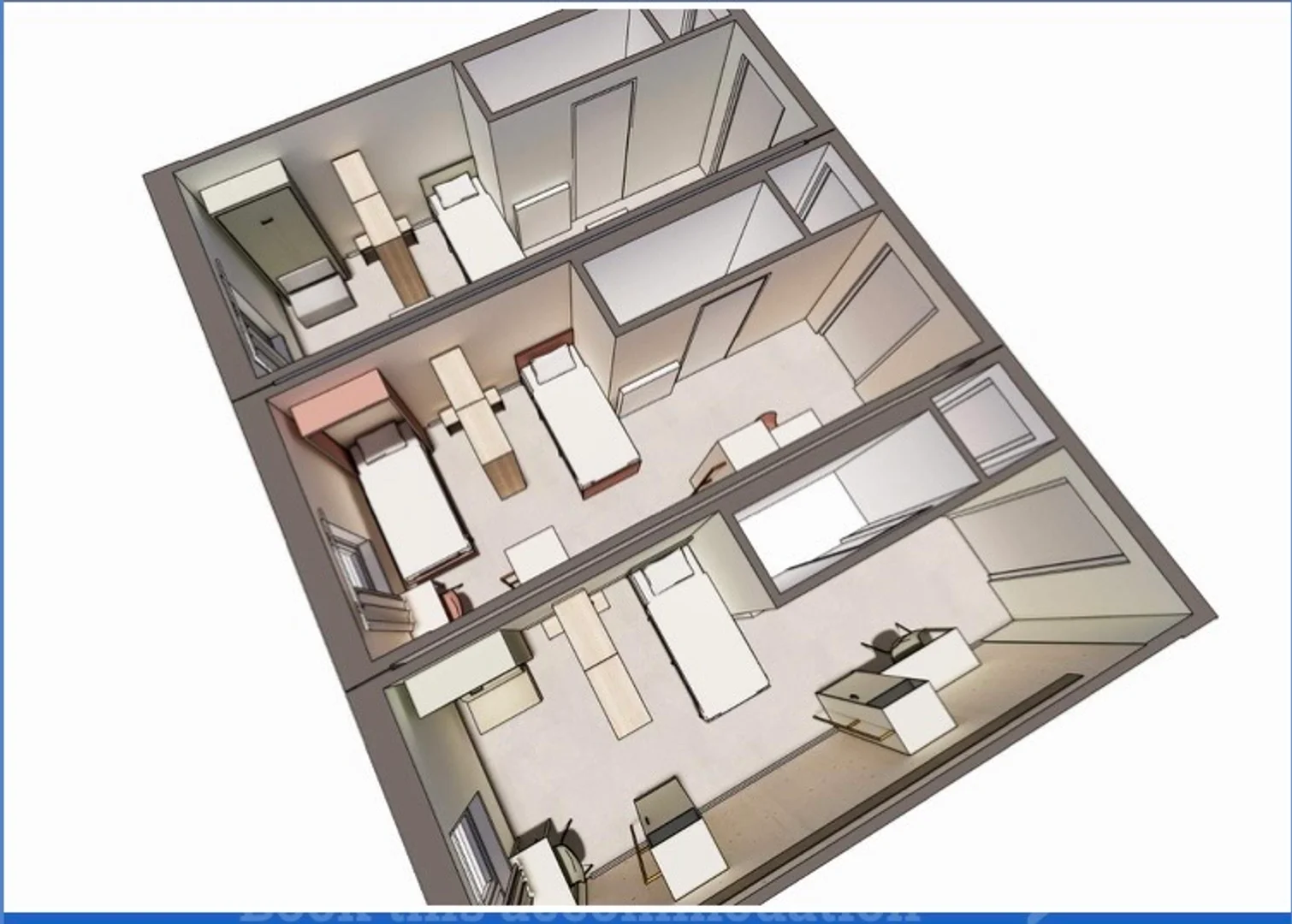 Student room in  with study area and shared facilities