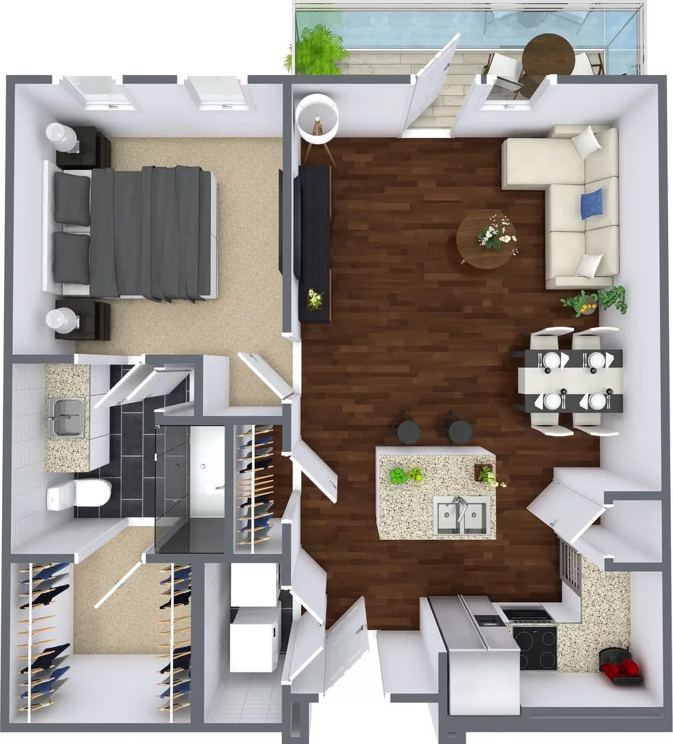 Quarto de estudante luminoso e arejado com acesso fácil à universidade em