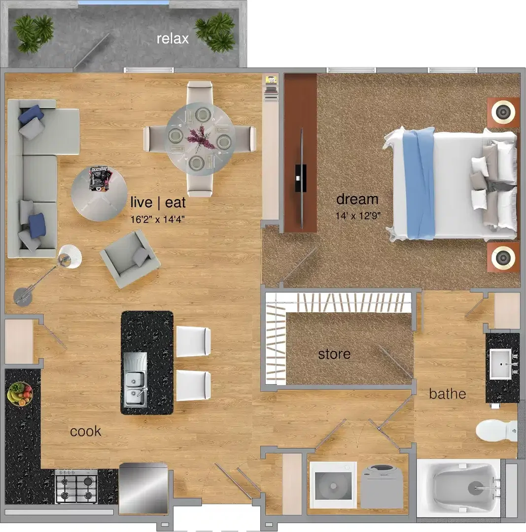 Quarto amigo do estudante em com comodidades modernas