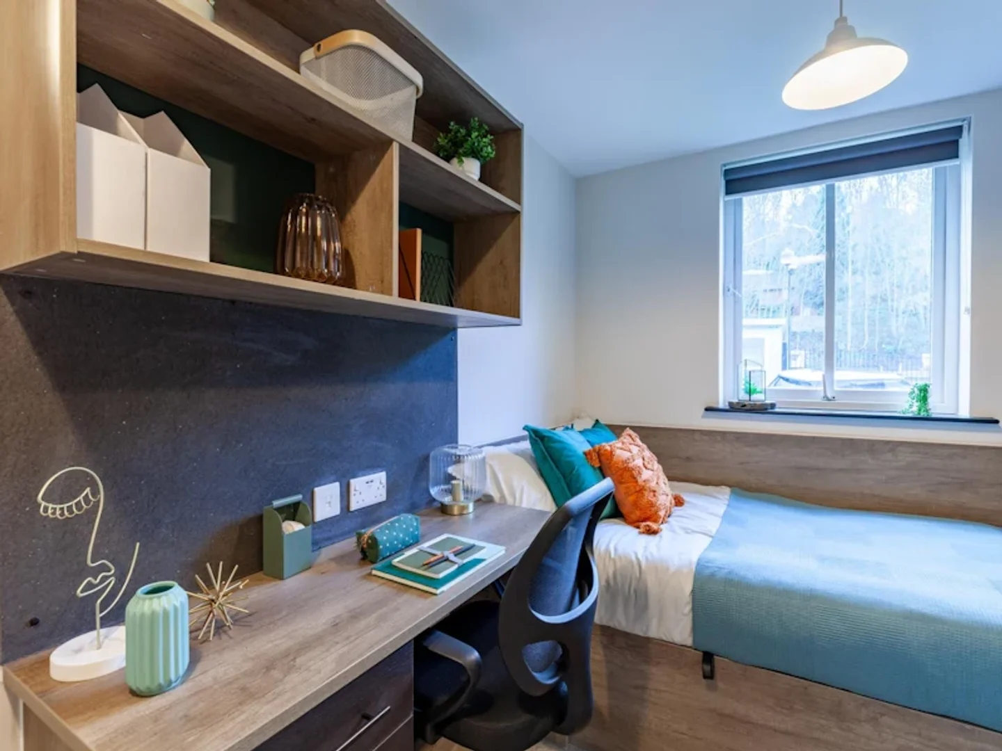 Student room in  with study area and shared facilities