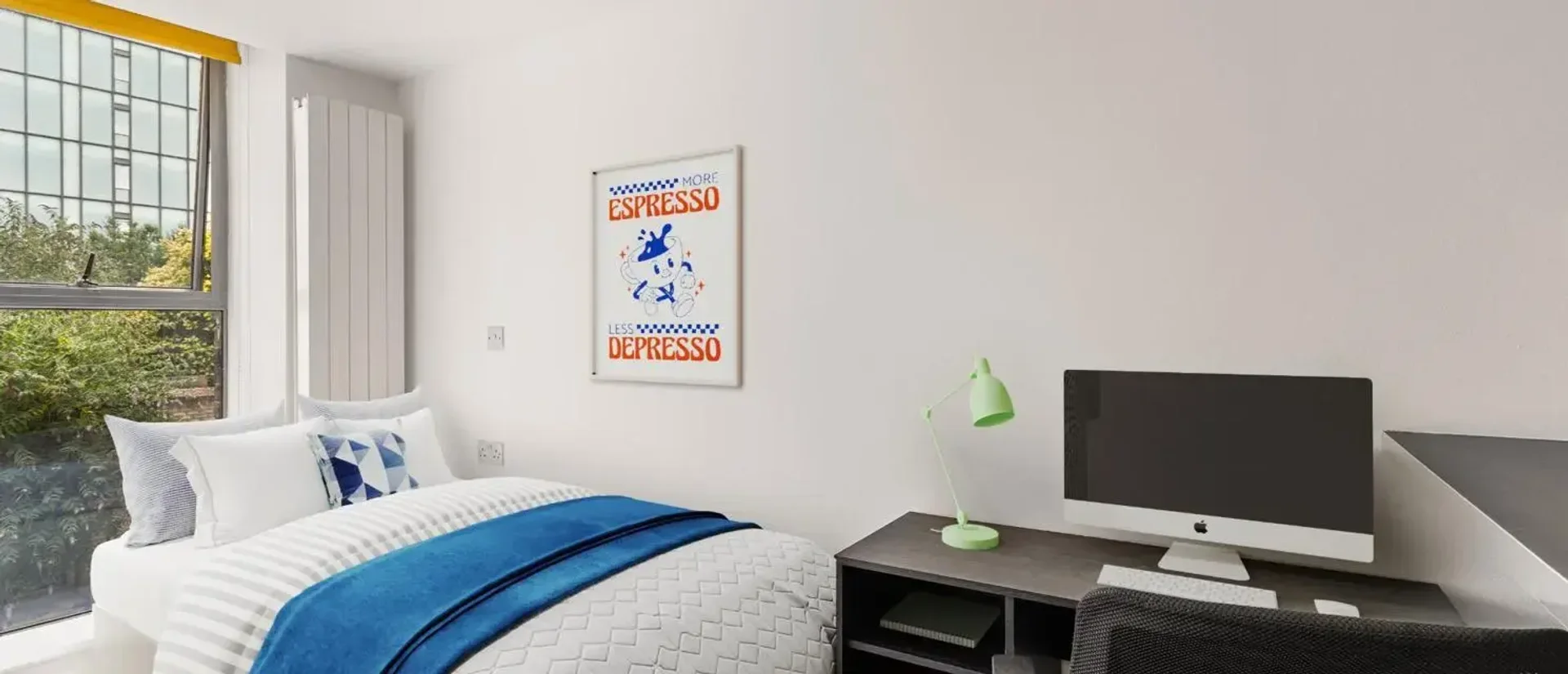 Monolocale minimalista per studenti in con layout efficiente