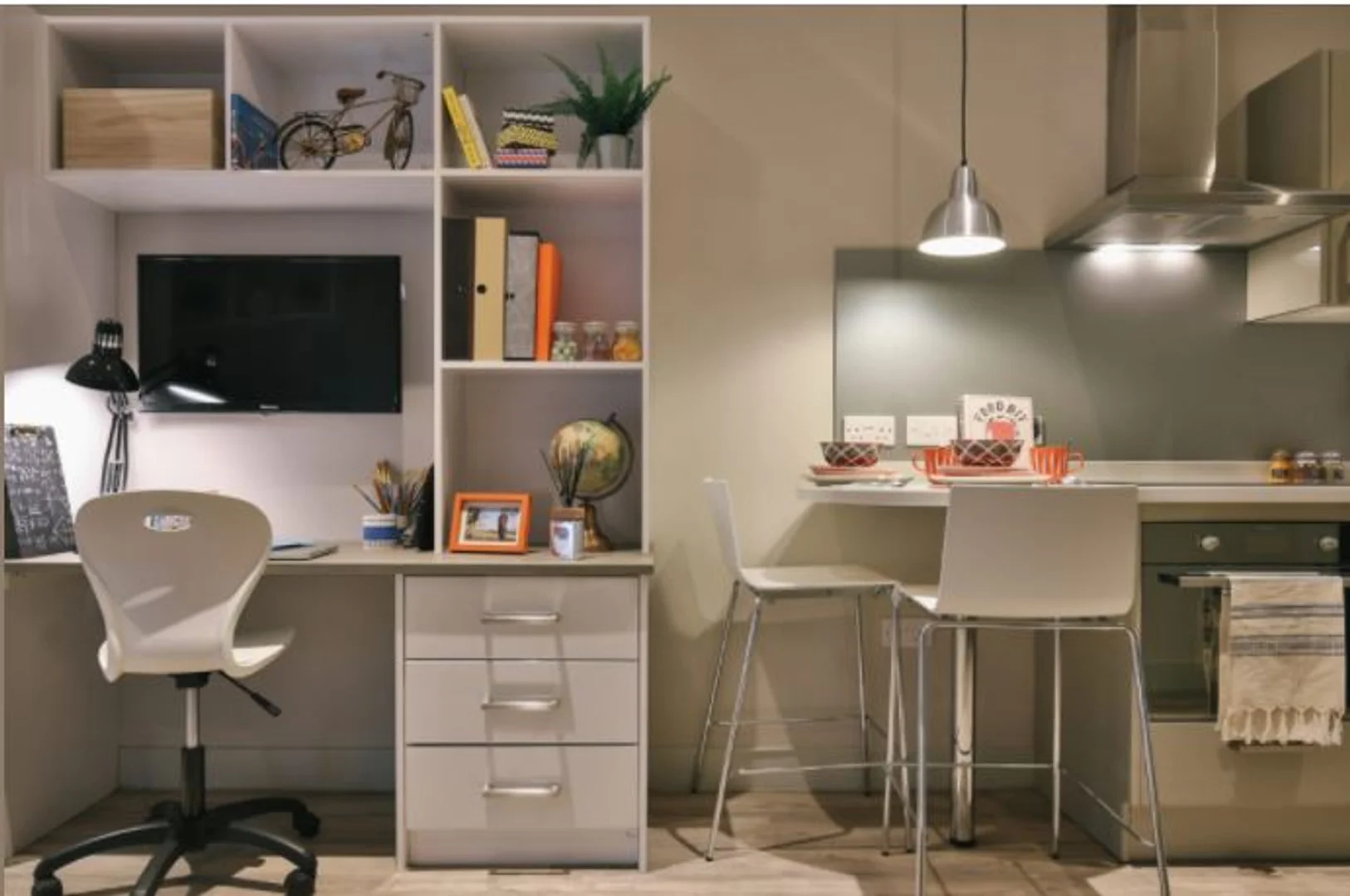 Affordable studio apartment with essential features in 