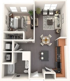 {area} de modern ve aydınlık daire