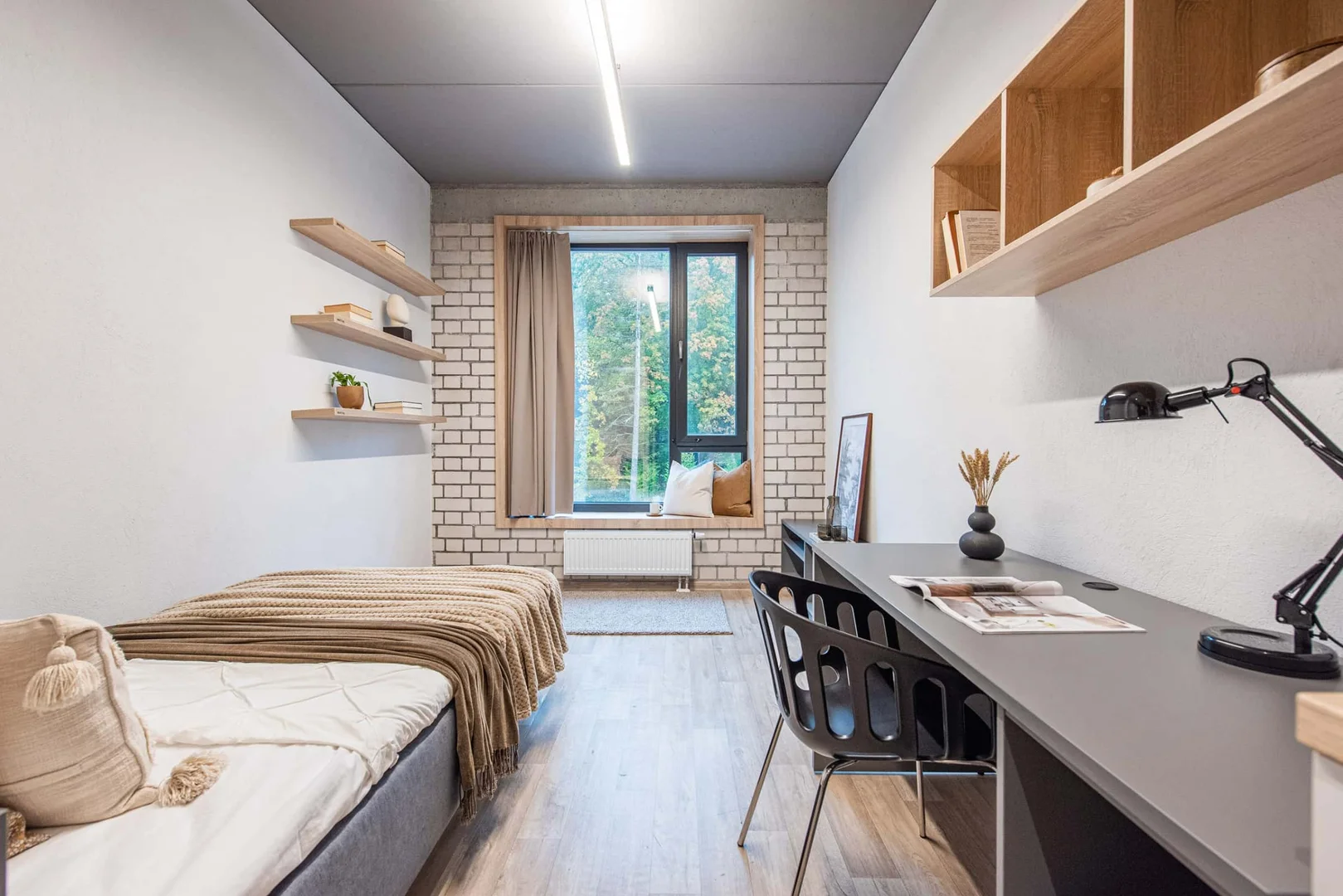 Chambre abordable pour les étudiants avec un bon éclairage dans