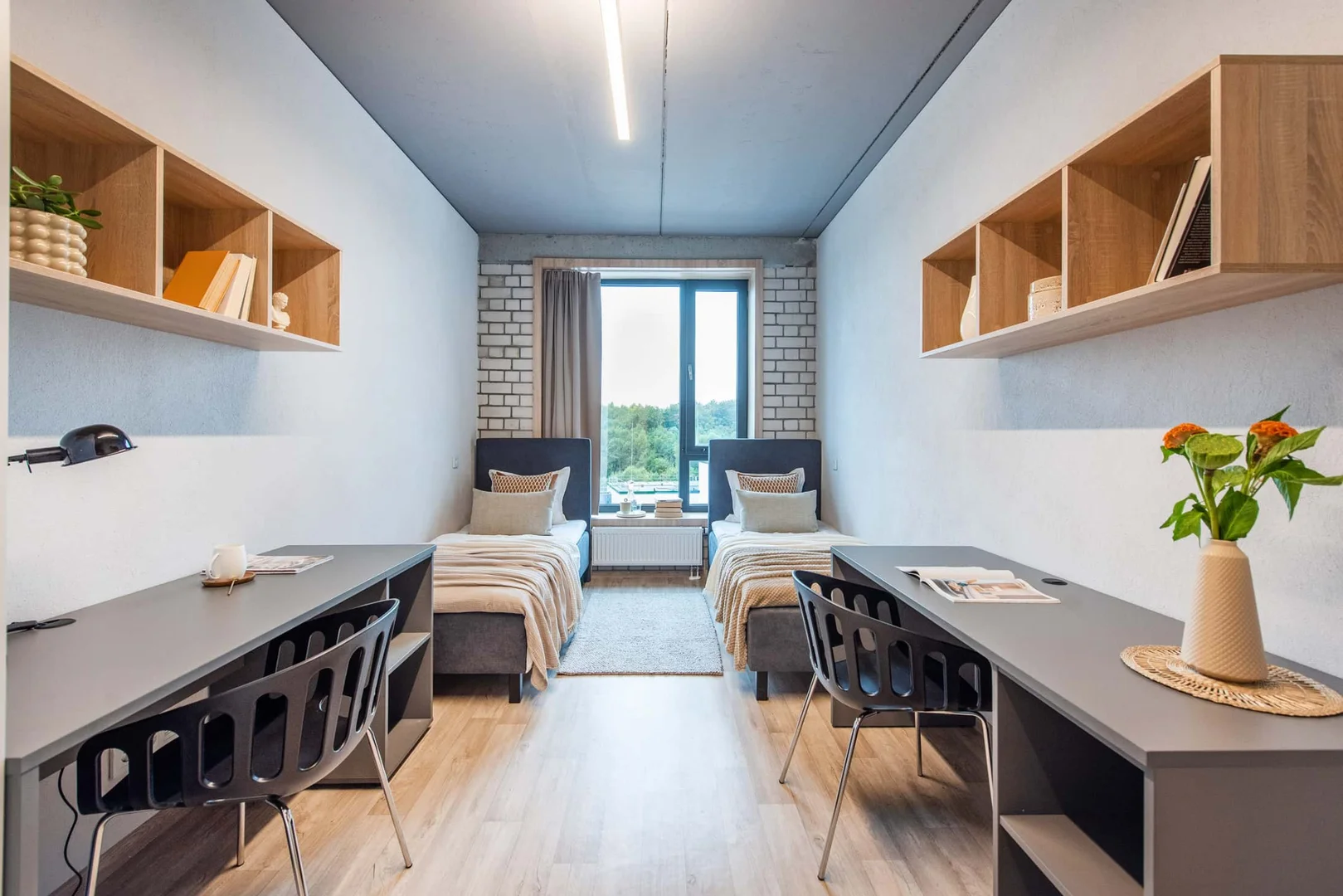 Chambre d'étudiant à  avec espace d'étude et installations communes